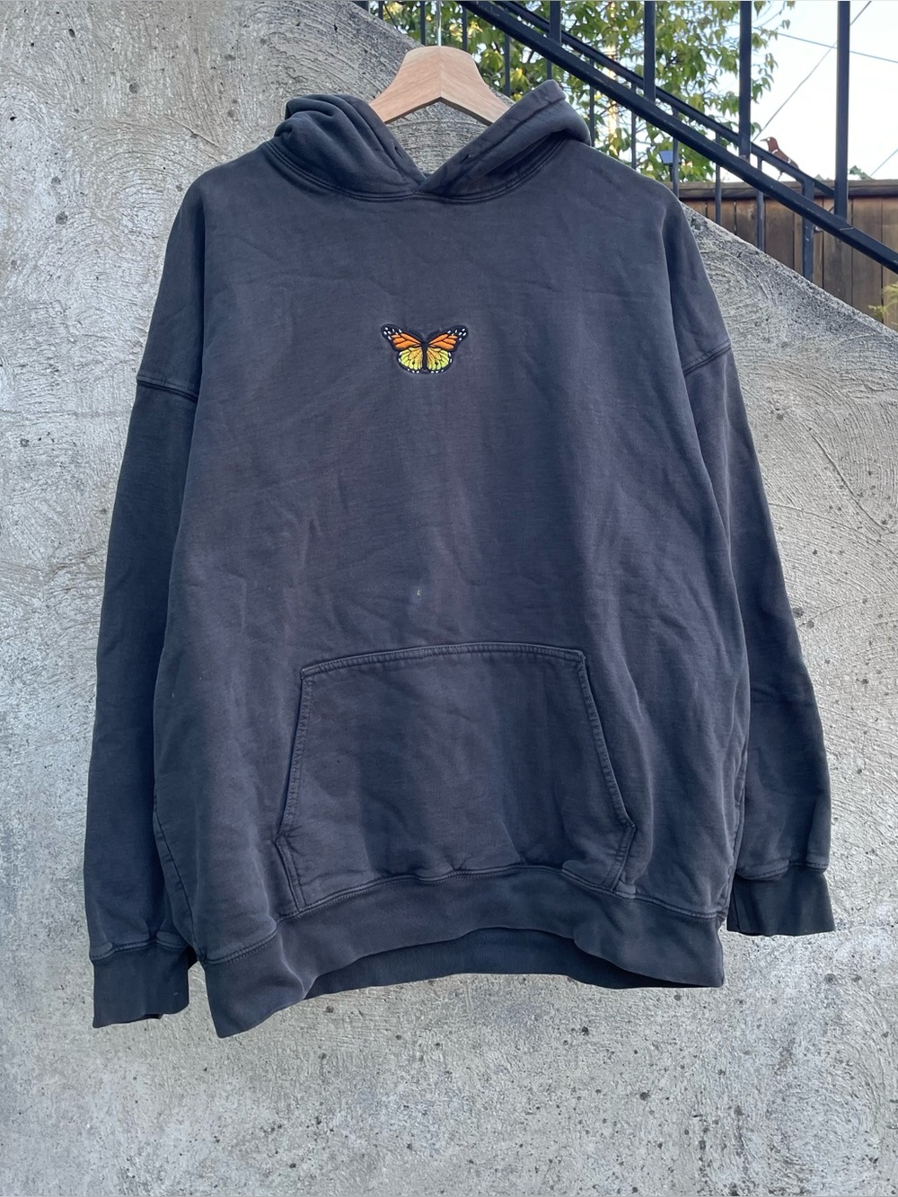 John Galt Brandy Melville butterfly embroidered heavyweight hoodie